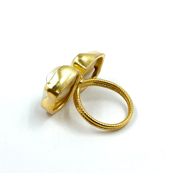 Twin Mother of Pearl Ring