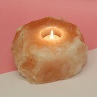 Our Natural Rock Tea Light Holder made with himalayan pink salt